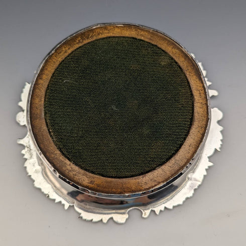 British antique silver plate bottle coaster